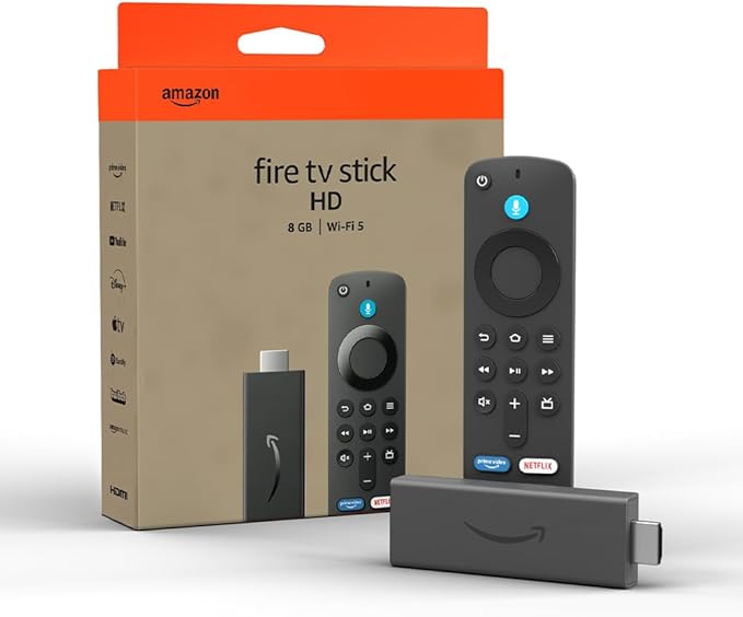 Amazon Fire TV Stick HD (Última generación), con TV en directo gratuita, mando por voz Alexa, controles de Hogar digital y reproducción en streaming HD