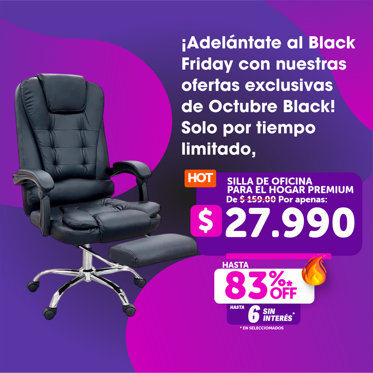 Silla De Oficina Masajeador Presidencial Stephan - Desillas Color Negro