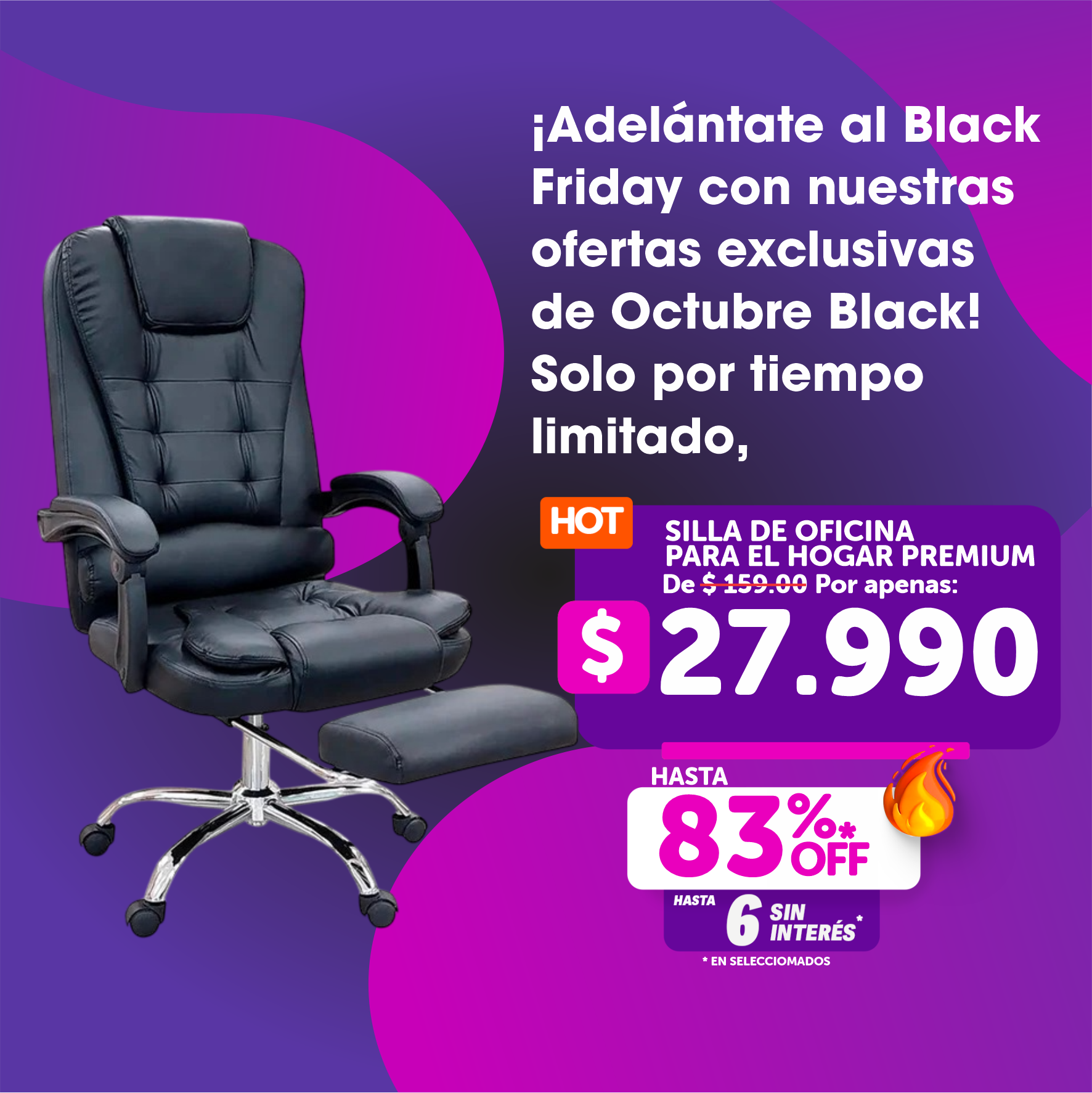 Silla De Oficina Masajeador Presidencial Stephan - Desillas Color Negro